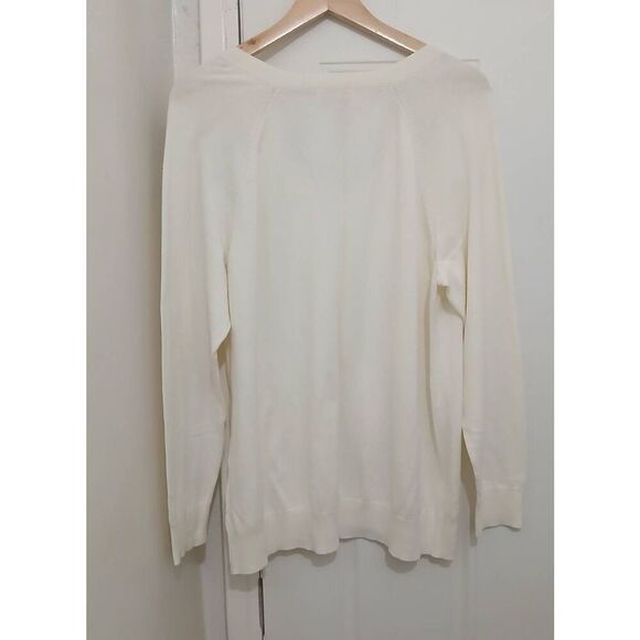 Banana republic womens 2xl cotton viscose spring summer sweater cream ivory - Picture 3 of 8